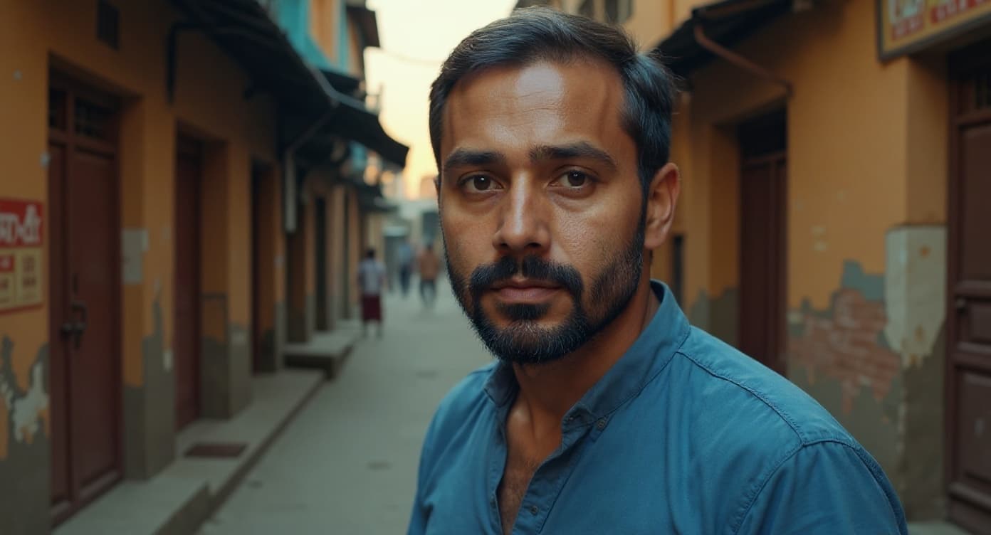 Age 25 — young man in the same alley